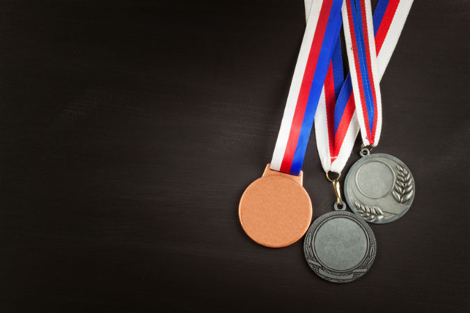 Gold, Silber und Bronzemedaille