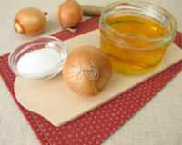 Fresh onion syrup, onion juice in a glass jar - Fresh onion syrup, onion juice from onions